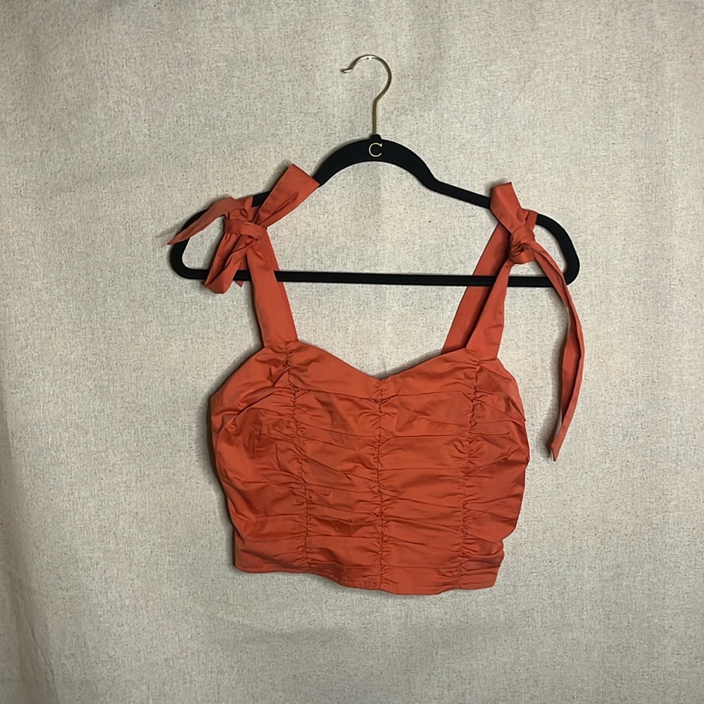 Forever 21 Coral Ruched Crop Top